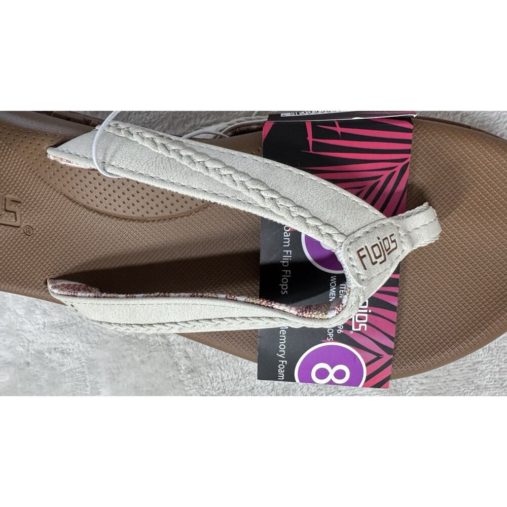Flojos NEW Womens Flip Flops Sandals Size 8 White Memory Foam Beach/Pool Logo - Picture 3 of 8